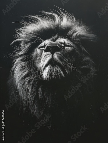 Fine art lion with a black background low key animal africa photo