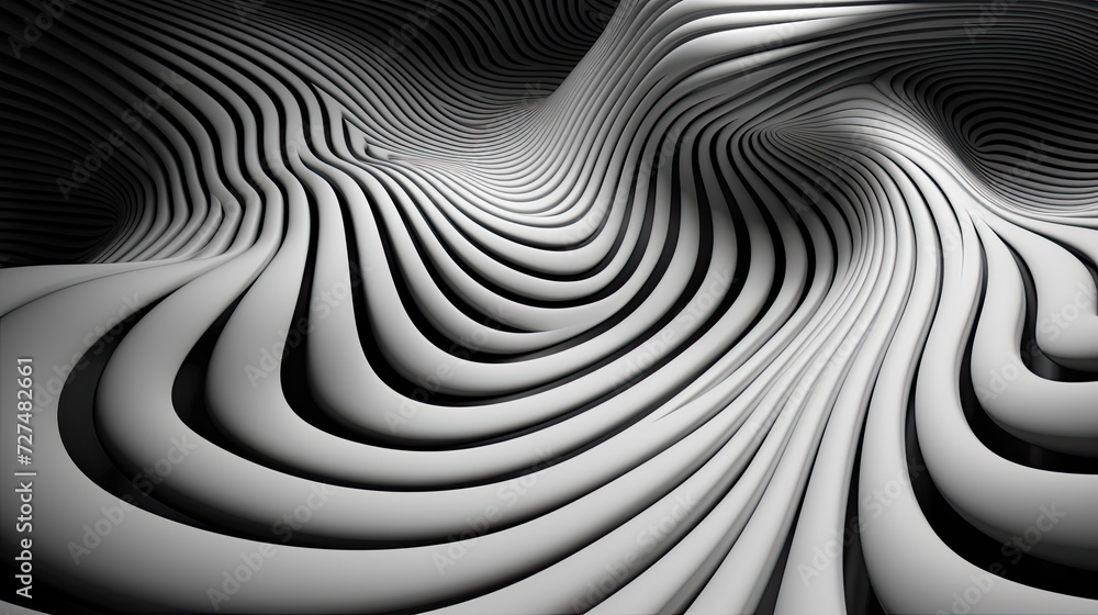 A picture where black and white lines warp and curve A picture where black and white lines warp and curve