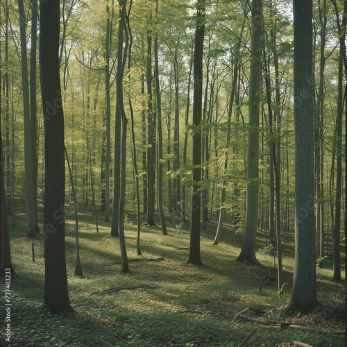 Sunlight Filtering Through a Serene Forest