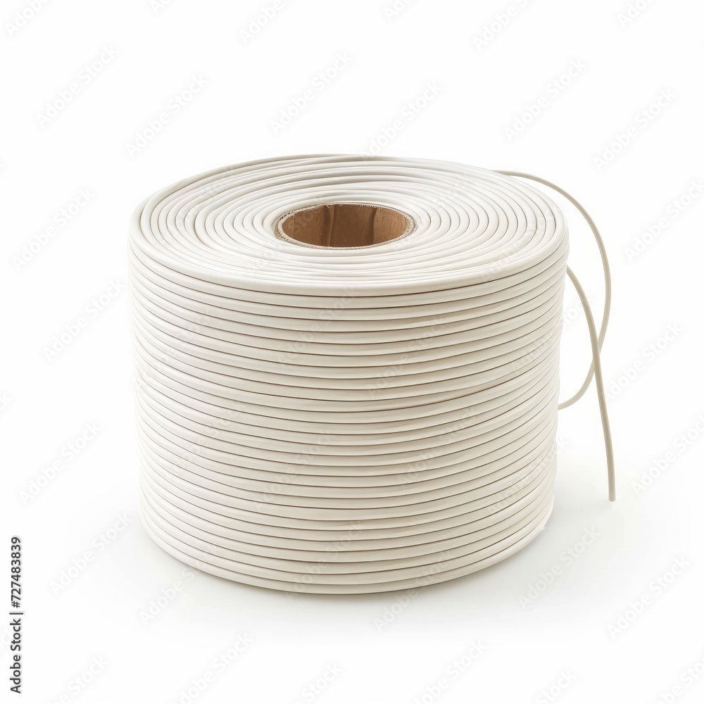 Roll of white electric cable wire isolated Roll of white electric cable wire isolated