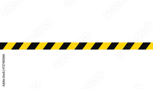 yellow and black caution tape isolated on white and transparent background. under construction, warning, danger, crime scene, police, safety tape vector illustration photo
