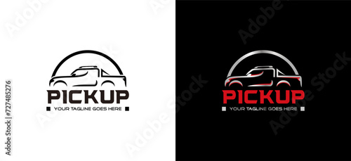 Simple modern pick up truck logo vector design template