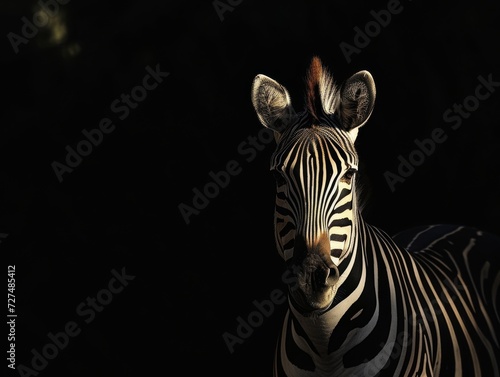 Fine art Zebra with a black background low key animal africa photo
