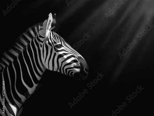 Fine art Zebra with a black background low key animal africa photo