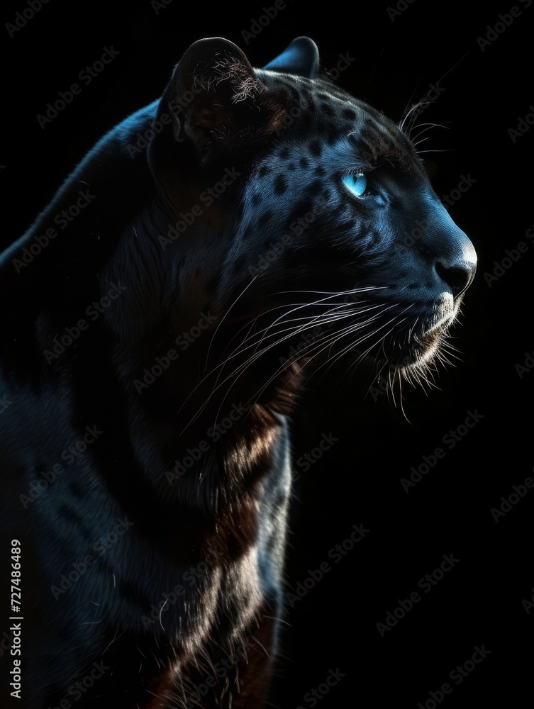 Fine art black panther with a black background low key animal africa photo