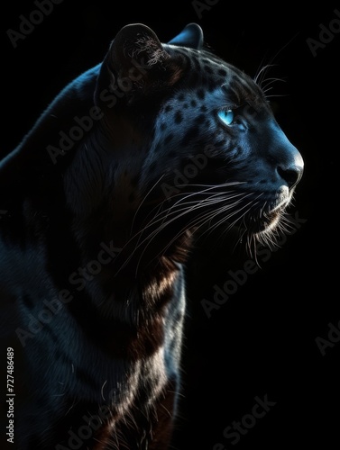 Fine art black panther with a black background low key animal africa photo