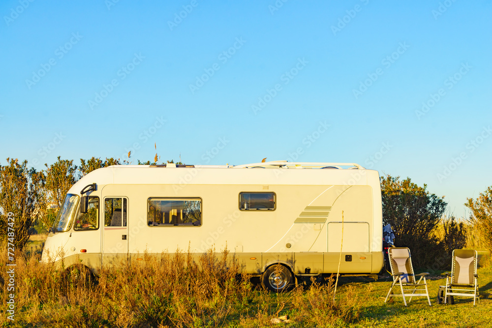 Caravan camp on nature
