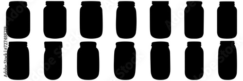Jar bottle silhouettes set, large pack of vector silhouette design, isolated white background.