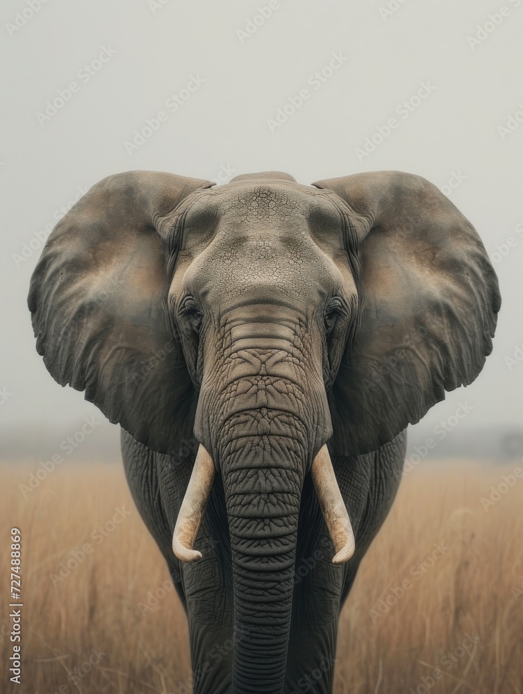 Naklejka premium elephant in white light Minimalistic fine art animal in clean setting