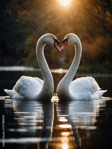 Two Swans on a Lake