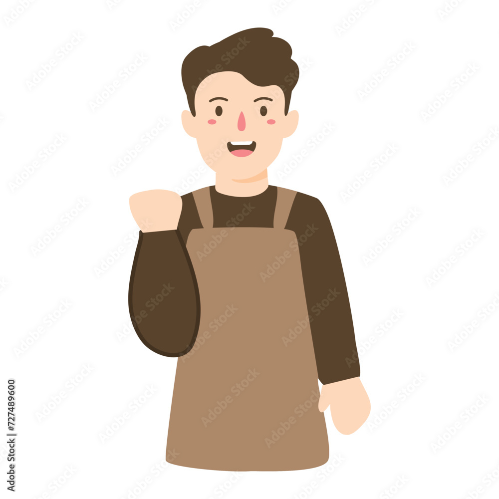 Happy young man in apron Happy young man in apron
