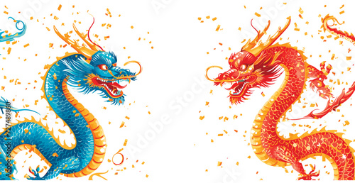 Double chinese dragon background wallpaper 