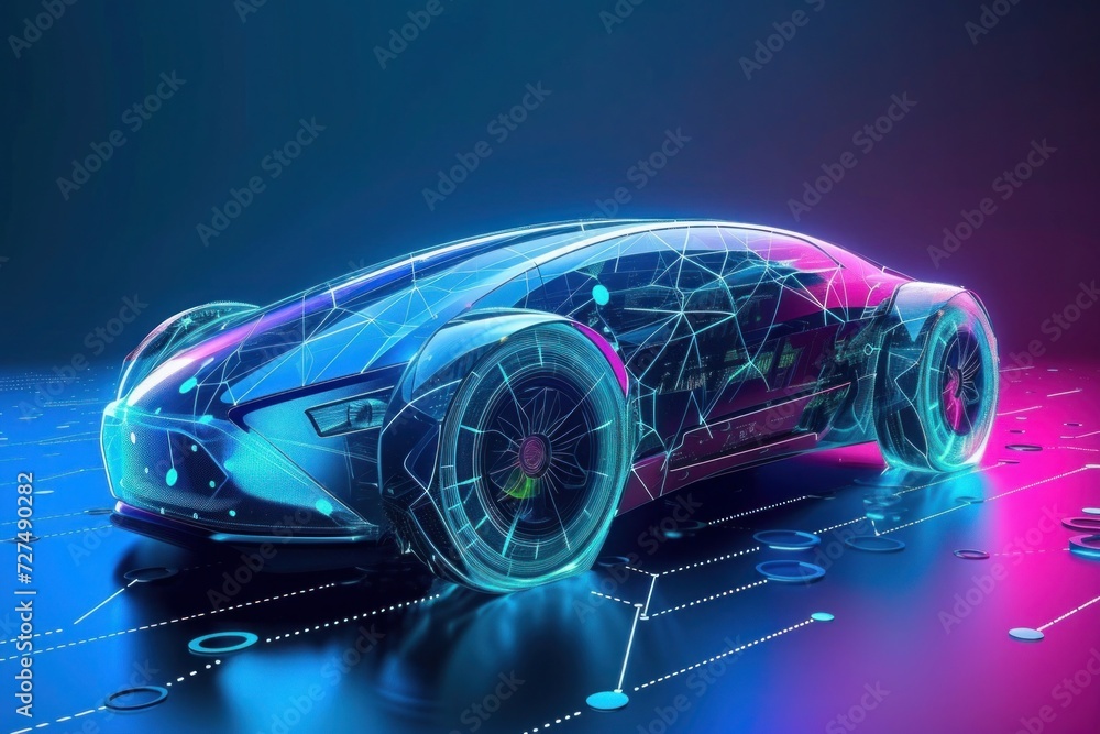 The futuristic car with its transparent design pushes the boundaries of automotive future, combining high-tech automobile features with a visionary vehicle concept.. The futuristic car with its transparent design pushes the boundaries of automotive future, combining high-tech automobile features with a visionary vehicle concept..