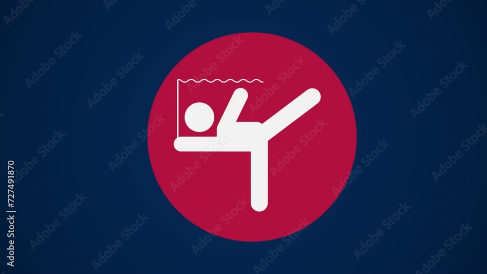 Pictograma de los Juegos Olímpicos de lado derecho con el deporte gimnasia rítmica en fondo azul sin texto. Pictograma de los Juegos Olímpicos de lado derecho con el deporte gimnasia rítmica en fondo azul sin texto.