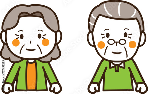 おばあさん・おじいさん　通常　上半身　3色