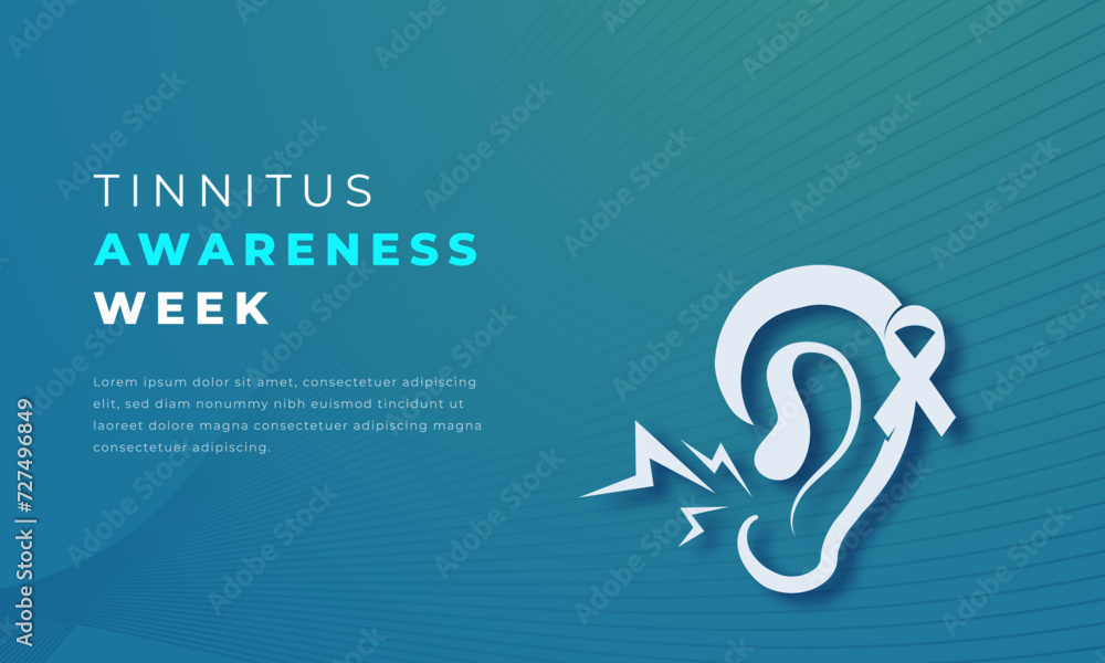 Fototapeta premium Tinnitus Awareness Week Paper cut style Vector Design Illustration for Background, Poster, Banner, Advertising, Greeting Card