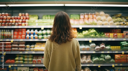 Woman picking up some items in a supermarket