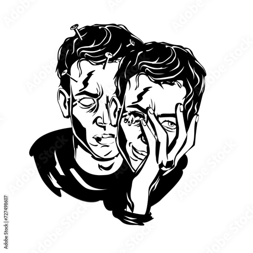creepy man holding his mask in his hand