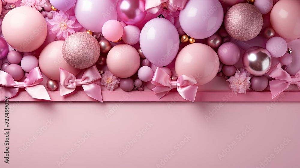 pink balloons on a pink background for banner or poster design pink balloons on a pink background for banner or poster design