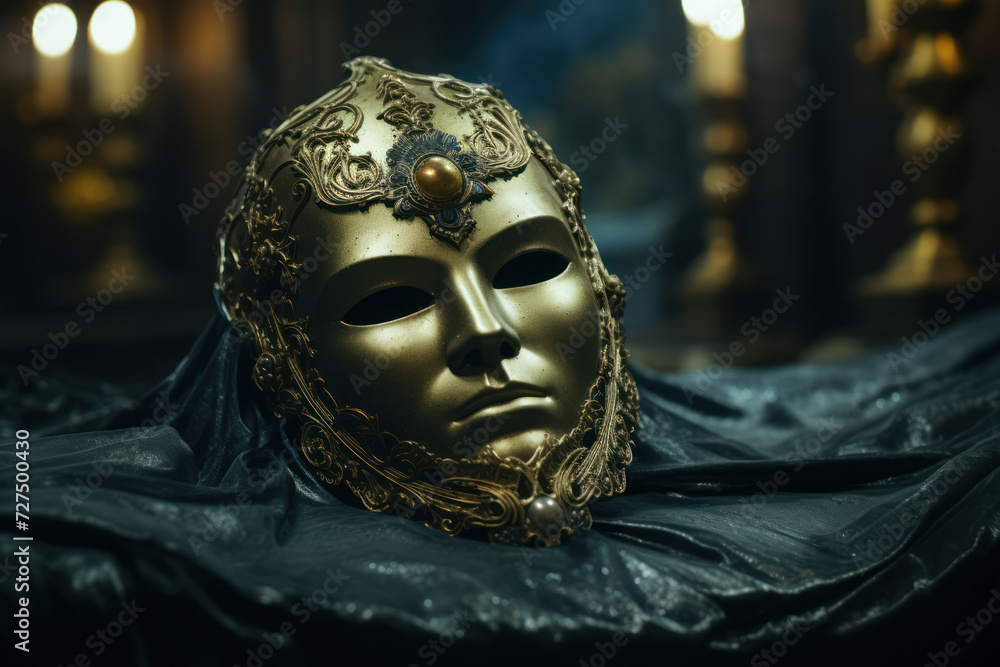 A mask lying beside a mirror, symbolizing the revelation of true feelings hidden behind facades. Concept of unveiling emotions. Generative Ai. A mask lying beside a mirror, symbolizing the revelation of true feelings hidden behind facades. Concept of unveiling emotions. Generative Ai.