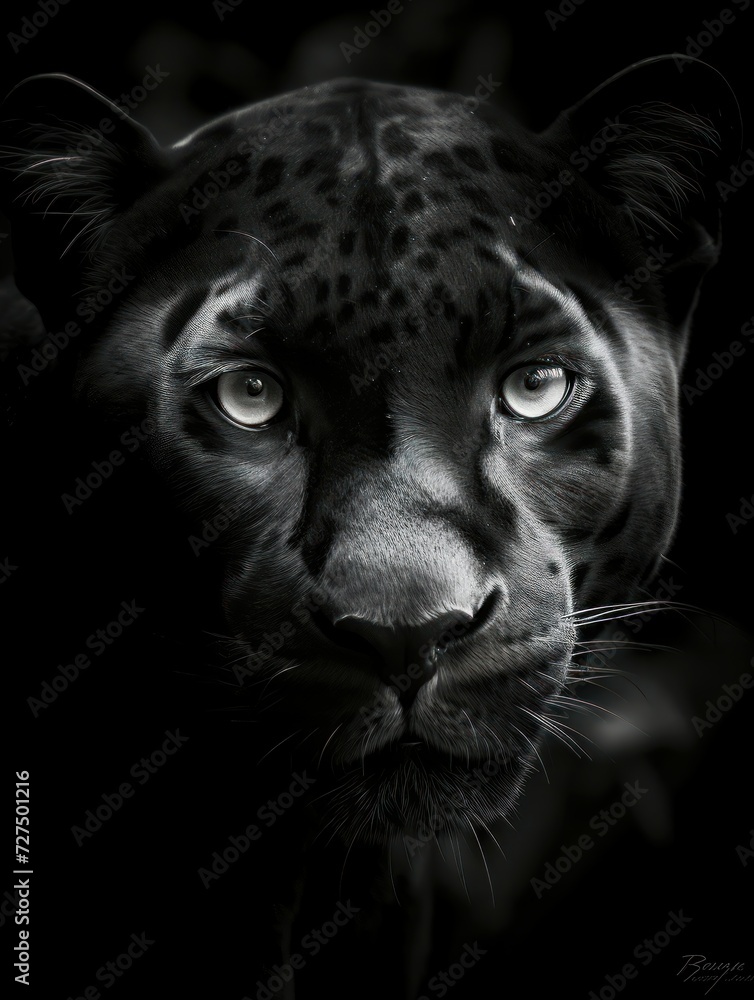Black and white fine art big cat close up 