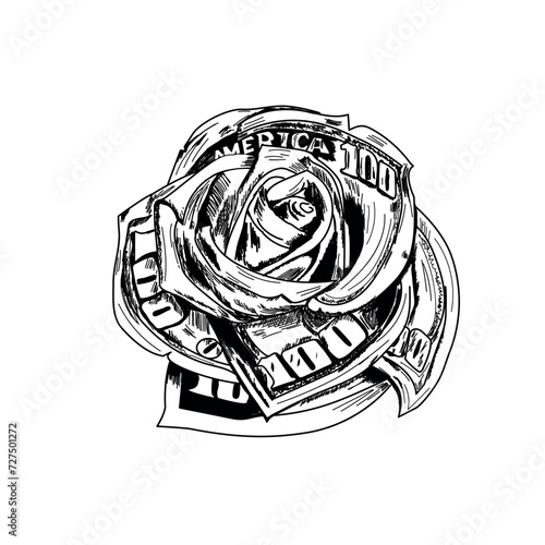 a rose from dollar bills
