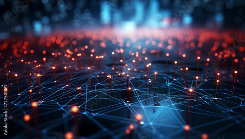 Abstract Background Data Connection Cyber Security, 3D rendering of network connection, glowing dots and lines, artificial intelligence technology, global innovation, online information access concept #727501661