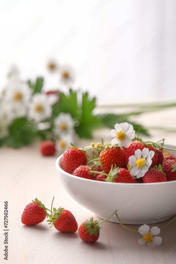 Strawberries in a bowl. Generative AI Strawberries in a bowl. Generative AI