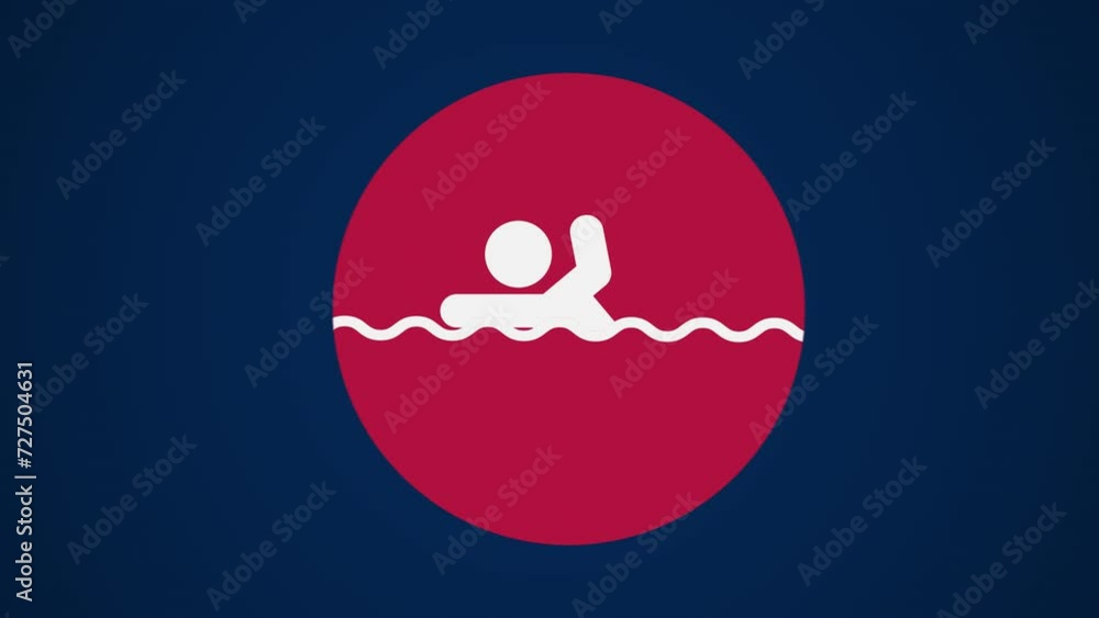 Pictograma de los Juegos Olímpicos de lado derecho con el deporte natación en fondo azul sin texto. Pictograma de los Juegos Olímpicos de lado derecho con el deporte natación en fondo azul sin texto.