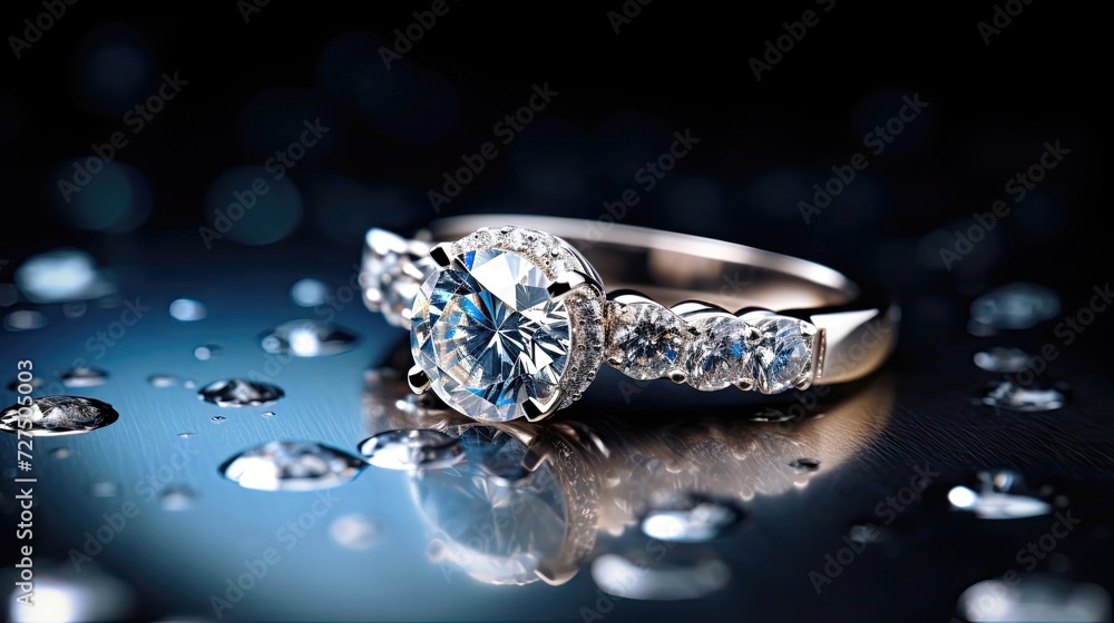 Diamond ring sparkling under a spotlight reflective Diamond ring sparkling under a spotlight reflective