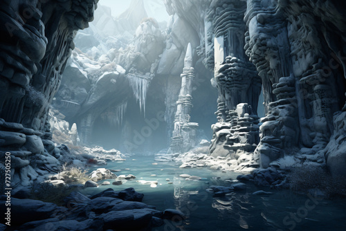Fantasy Ice Caves Deep Underground photo