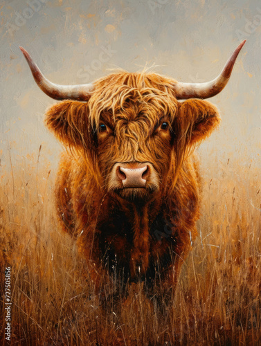 Scottisch highlander cow animal art wall print
