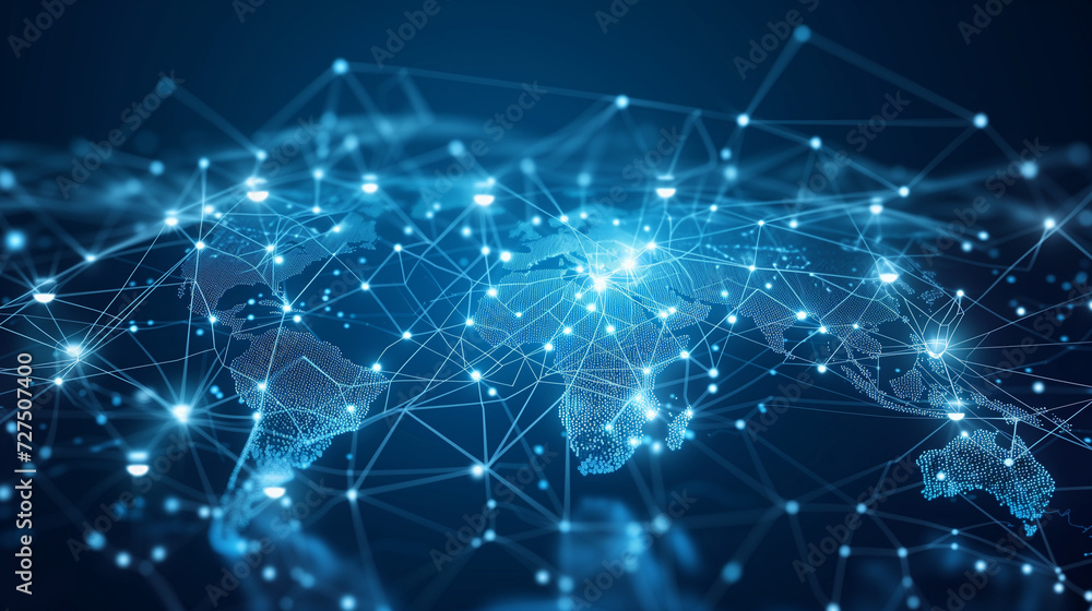 Fototapeta premium Digital Global Connectivity Over World Map