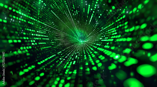 Digital Data Stream in Green Binary