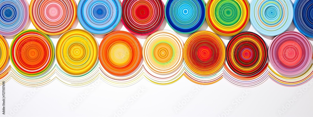 Fototapeta premium Full color Many circular stripes on white background