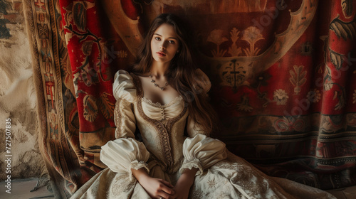 Elegant Renaissance Fashion in Castle
