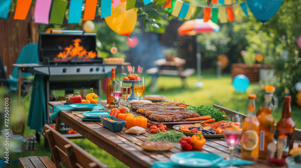 Festive BBQ Party with Vibrant Decor