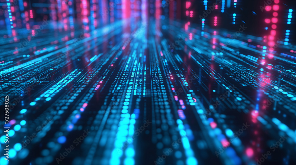 Neon Cyber Grid with Virtual Data Stream Neon Cyber Grid with Virtual Data Stream