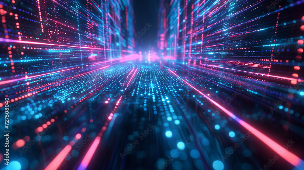 Neon Grid Virtual Data Visualization Neon Grid Virtual Data Visualization