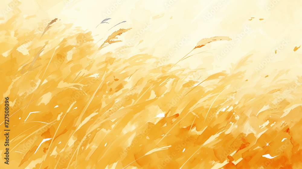 Obraz premium Golden Barley Field Watercolor