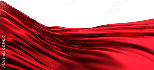 Abstract red cloth falling. Satin fabric flying in the wind