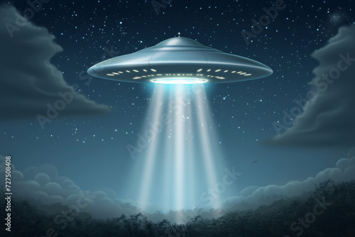 UFO spaceship alien craft illustration, space alien flying saucer concept illustration photo