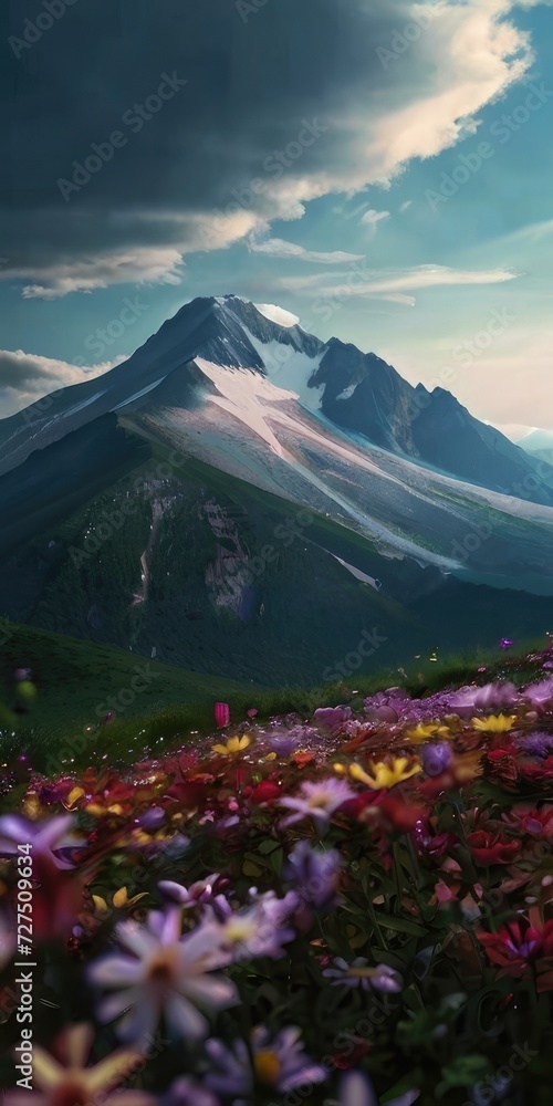 mountain background with flower mountain background with flower