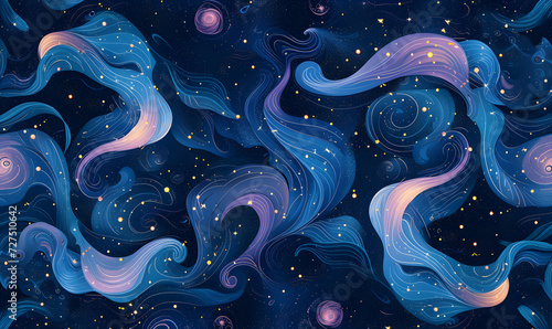 Seamless pattern illustration background inspired by the cosmos, Generative AI © simba kim