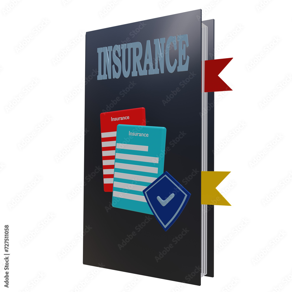 3 D illustration of insurance book icon 3 D illustration of insurance book icon