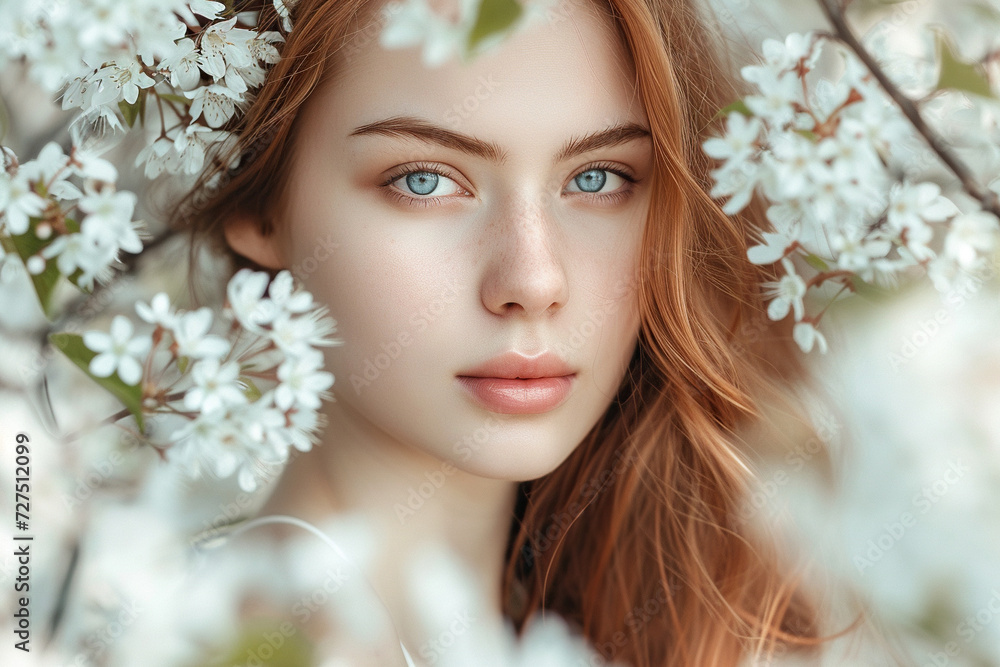 portrait of a woman in the spring garden portrait of a woman in the spring garden