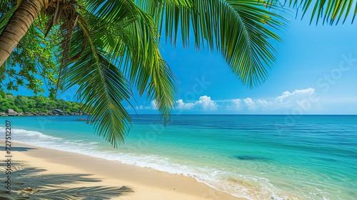 tropical beach with palm trees 