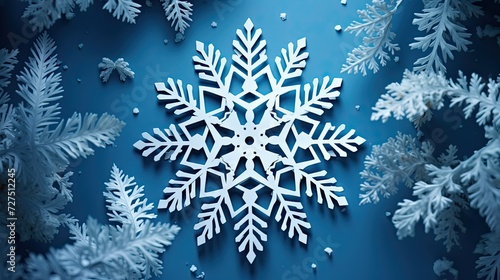 Paper cut out snowflake card © paisorn