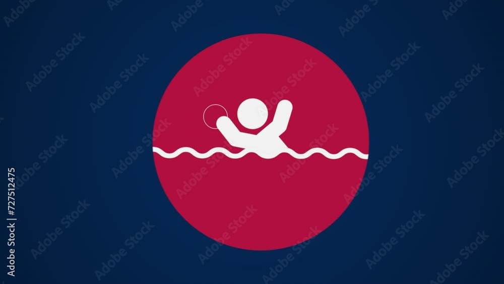 Pictograma de los Juegos Olímpicos de lado derecho con el deporte waterpolo en fondo azul sin texto. Pictograma de los Juegos Olímpicos de lado derecho con el deporte waterpolo en fondo azul sin texto.