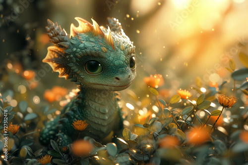 Whimsical Dragon in Enchanted Forest